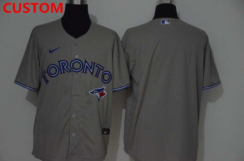 Mens Toronto Blue Jays Custom Gray Stitched MLB Cool Base Nike Jersey->customized mlb jersey->Custom Jersey